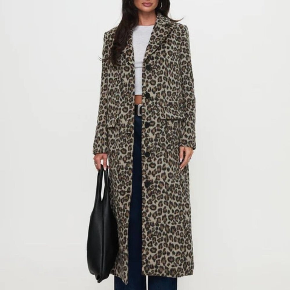 PRINCESS POLLY LEOPARD TRENCH COAT